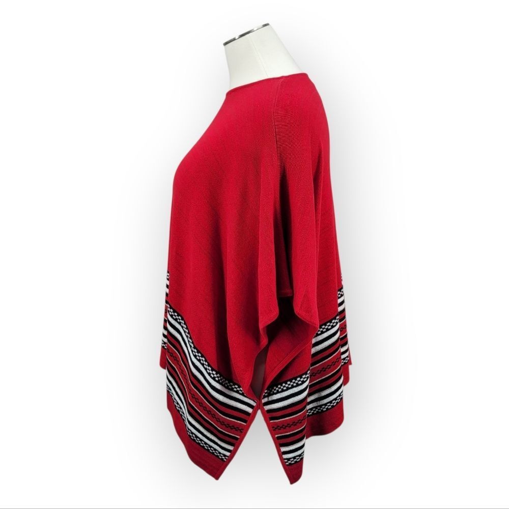 Jones New York Red Striped Women's Poncho - Picture 2 of 11